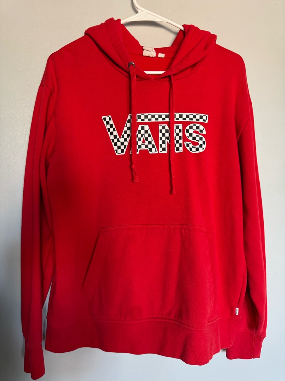 Vans Women’s Red Checker Logo Hoodie - Pullover Sweatshirt